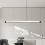 Slim Minimalist Adjustable Linear Island Hanging Light Image - 3