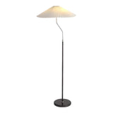 Slim Stand Large Pleated Shade Black Floor Lamp Image - 5