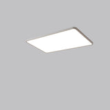 Slim White Rectangular LED Flush Mount Light Living Room Image - 10