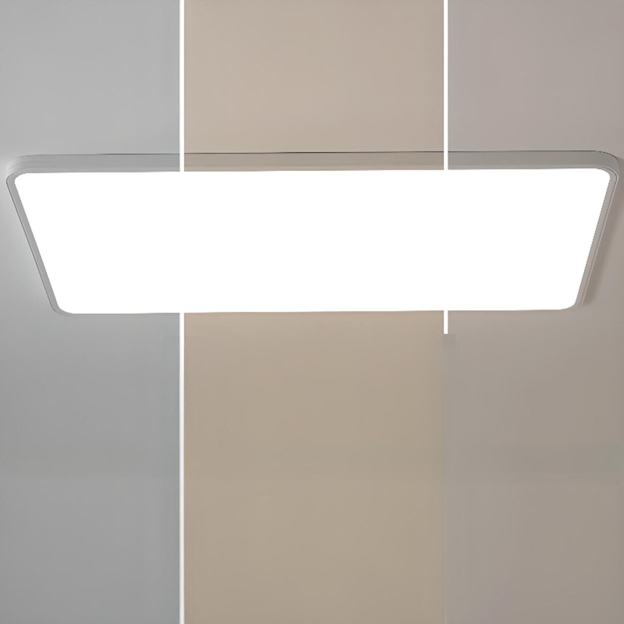 Slim White Rectangular LED Flush Mount Light Living Room Image - 13