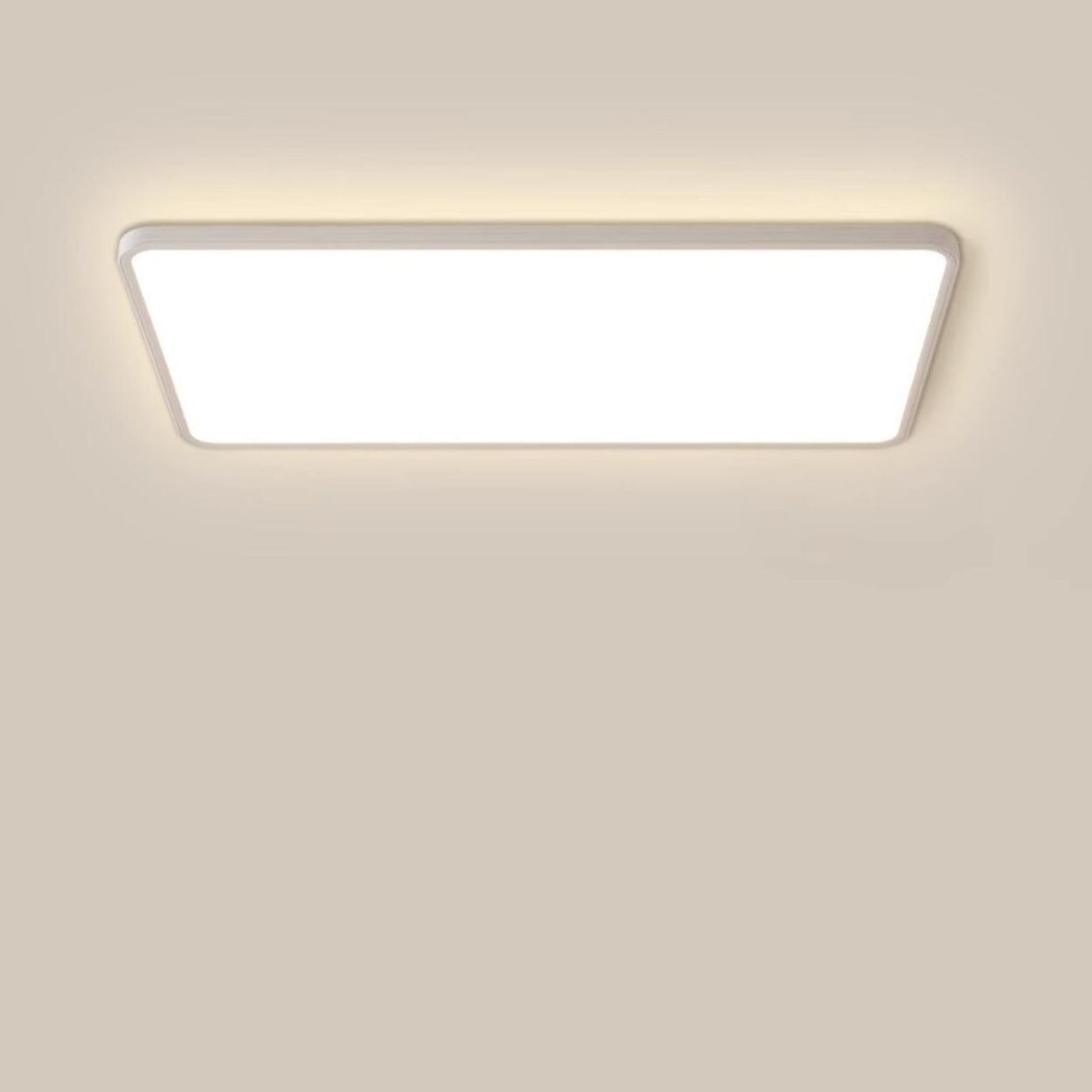 Slim White Rectangular LED Flush Mount Light Living Room Image - 6