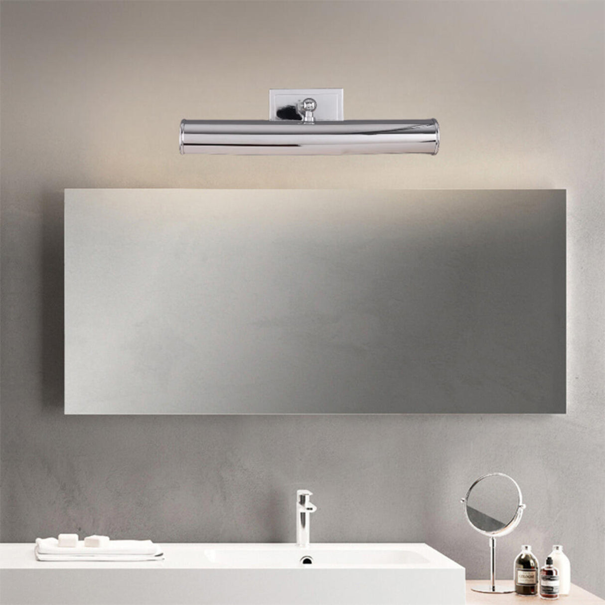 Sliver Cylinder LED Bathroom Vanity Mirror Light Image - 5