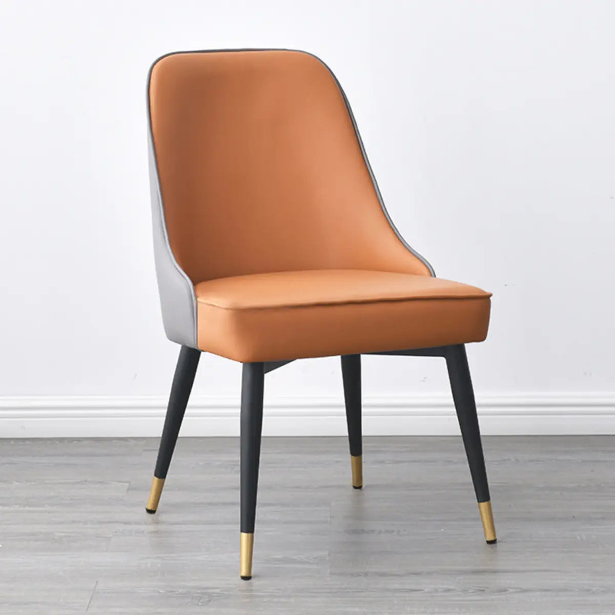 Sloped Arm Leather Upholstered Parsons Dining Chair Image - 8