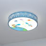 Small Astronomy-Themed Blue Drum LED Flush Mount Light Image - 1