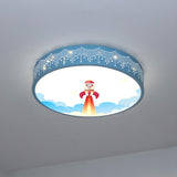 Small Astronomy-Themed Blue Drum LED Flush Mount Light Image - 10