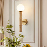 Small Bamboo-Inspired Round LED Globe Wall Sconce Image - 2