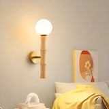 Small Bamboo-Inspired Round LED Globe Wall Sconce Image - 4