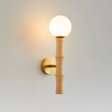 Small Bamboo-Inspired Round LED Globe Wall Sconce Image - 5