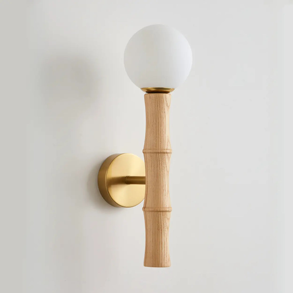 Small Bamboo-Inspired Round LED Globe Wall Sconce Image - 6