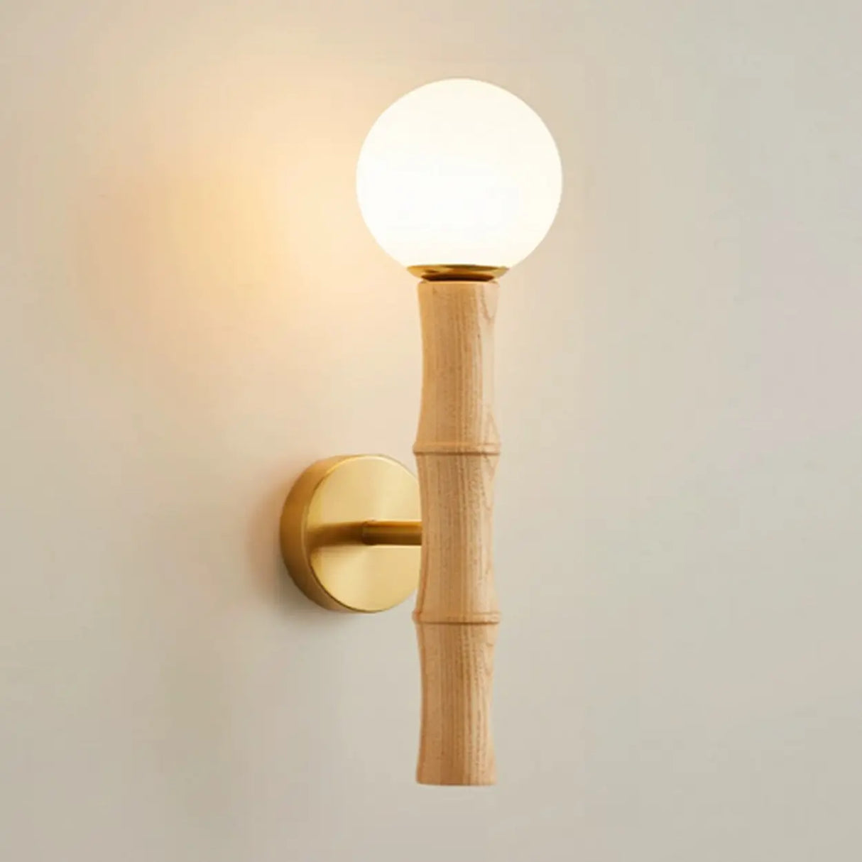 Small Bamboo-Inspired Round LED Globe Wall Sconce Image - 7