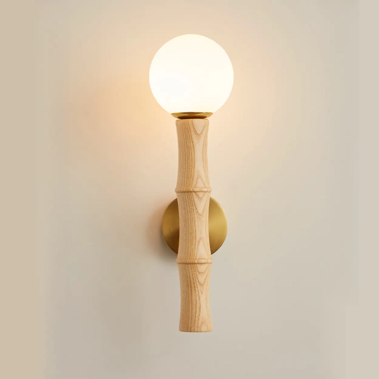 Small Bamboo-Inspired Round LED Globe Wall Sconce Image - 8