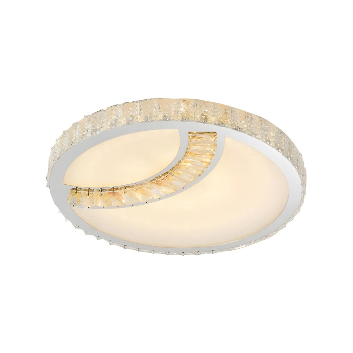 Small Beveled Glass Chrome Round LED Flush Mount Light Image - 3