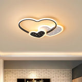 Small Black Loving Heart LED Flush Mount Ceiling Light Image - 1