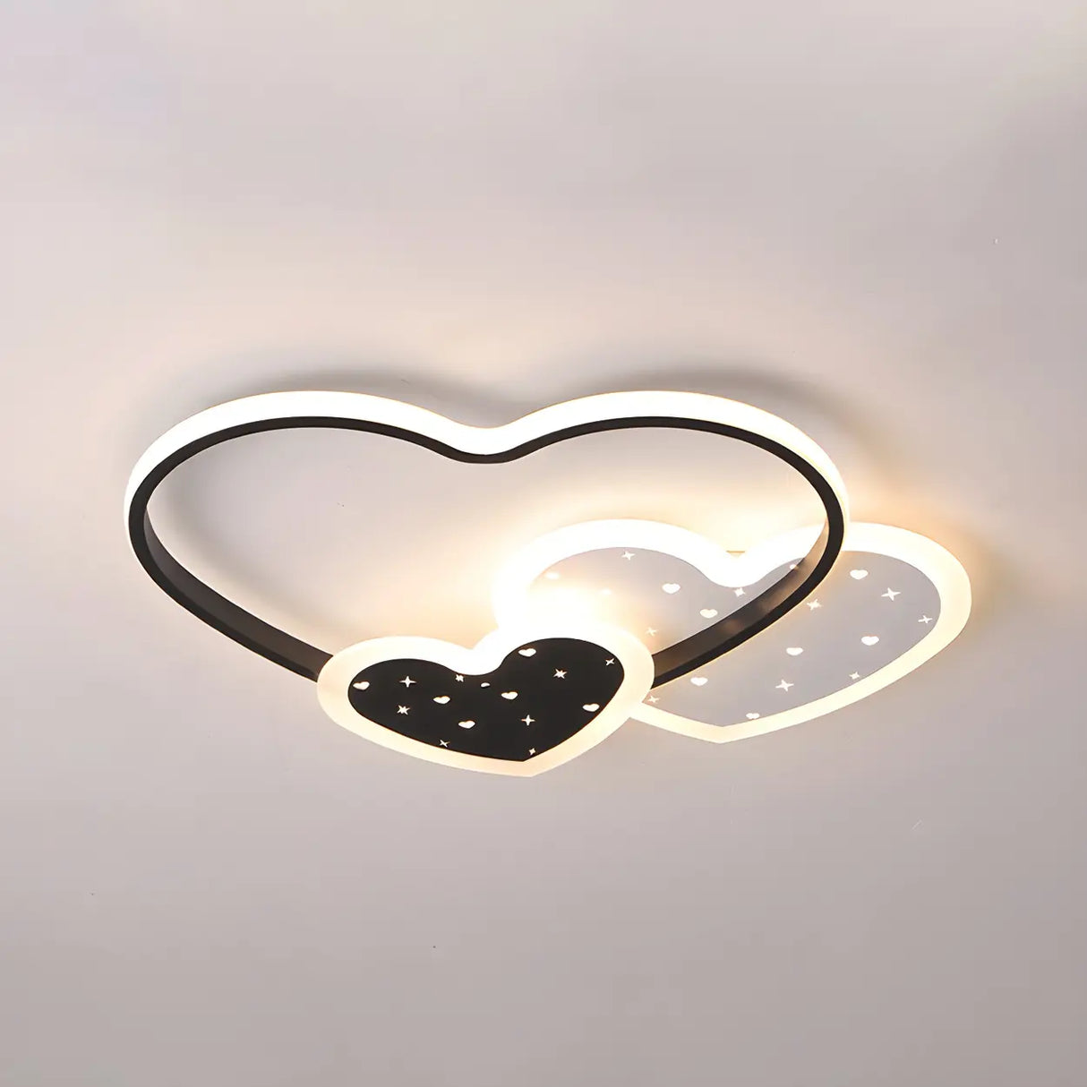 Small Black Loving Heart LED Flush Mount Ceiling Light Image - 3