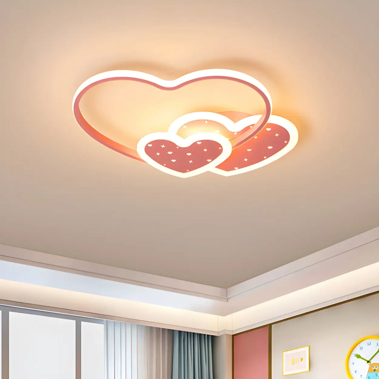 Small Black Loving Heart LED Flush Mount Ceiling Light Image - 4