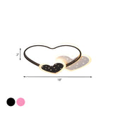 Small Black Loving Heart LED Flush Mount Ceiling Light #size