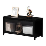 Small Black Wooden TV Stand with Acrylic Cabinet Image - 10