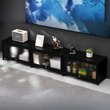 Small Black Wooden TV Stand with Acrylic Cabinet Image - 4