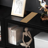 Small Black Wooden TV Stand with Acrylic Cabinet Image - 8