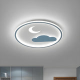 Small Blue Circle Cloud Crescent LED Flush Mount Light Image - 1