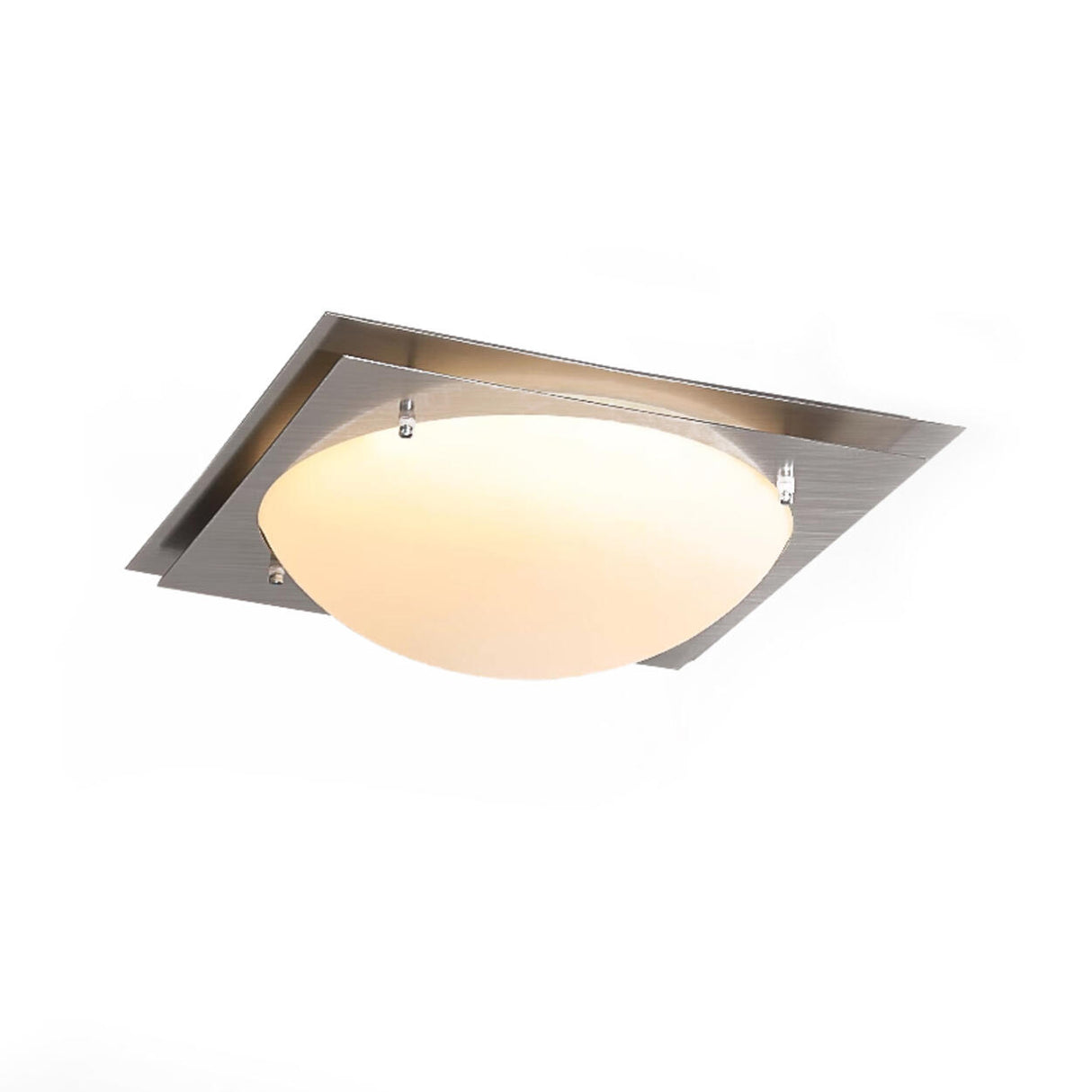 Small Chrome Square Hemispherical Flush Mount Light Image - 6