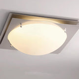 Small Chrome Square Hemispherical Flush Mount Light Image - 9