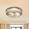 Small Floral Crystal Drum LED Flush Mount Ceiling Light Image - 1