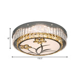 Small Floral Crystal Drum LED Flush Mount Ceiling Light Image - 4