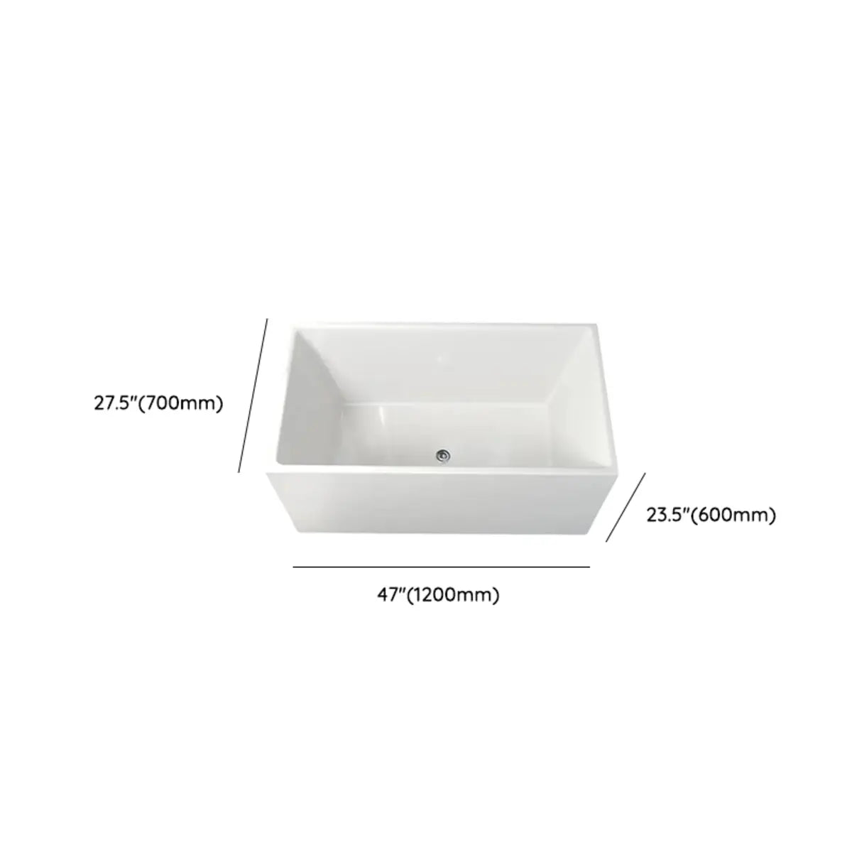 Small Freestanding Rectangle Lucite White Bathtub Image - 10