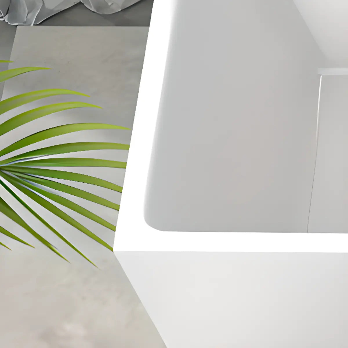 Small Freestanding Rectangle Lucite White Bathtub Image - 3