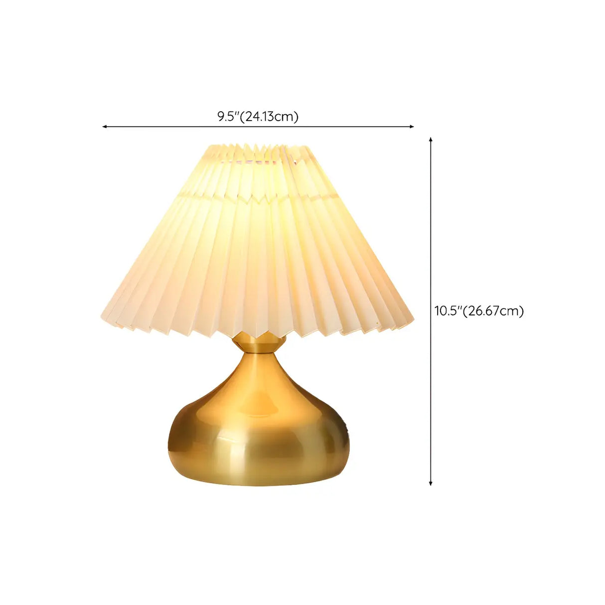 Small Gold Cone Base Umbrella Shade Metal Table Lamp 