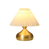 Small Gold Cone Base Umbrella Shade Metal Table Lamp Image - 5