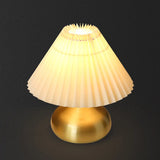 Small Gold Cone Base Umbrella Shade Metal Table Lamp Image - 6