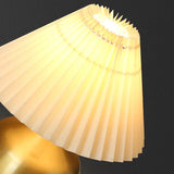 Small Gold Cone Base Umbrella Shade Metal Table Lamp Image - 8