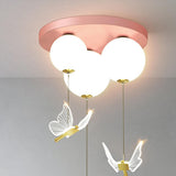 Small Gold Hanging Butterfly Ball LED Flush Mount Light Image - 10