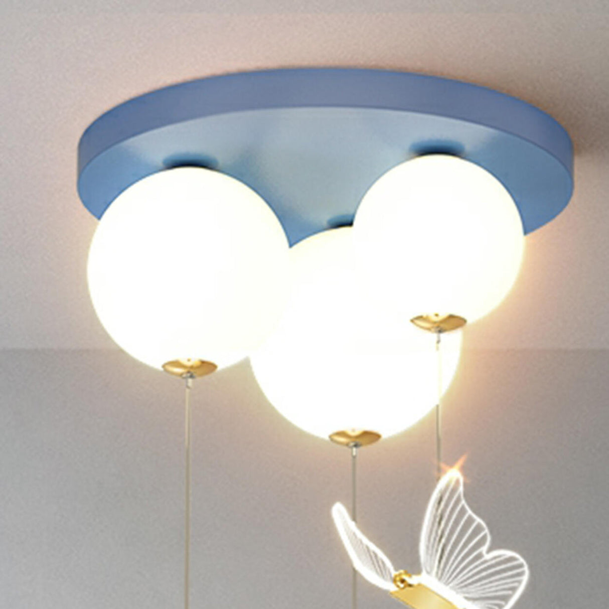 Small Gold Hanging Butterfly Ball LED Flush Mount Light Image - 11