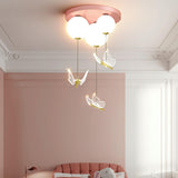 Small Gold Hanging Butterfly Ball LED Flush Mount Light Image - 14