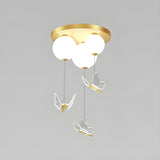 Small Gold Hanging Butterfly Ball LED Flush Mount Light Image - 6