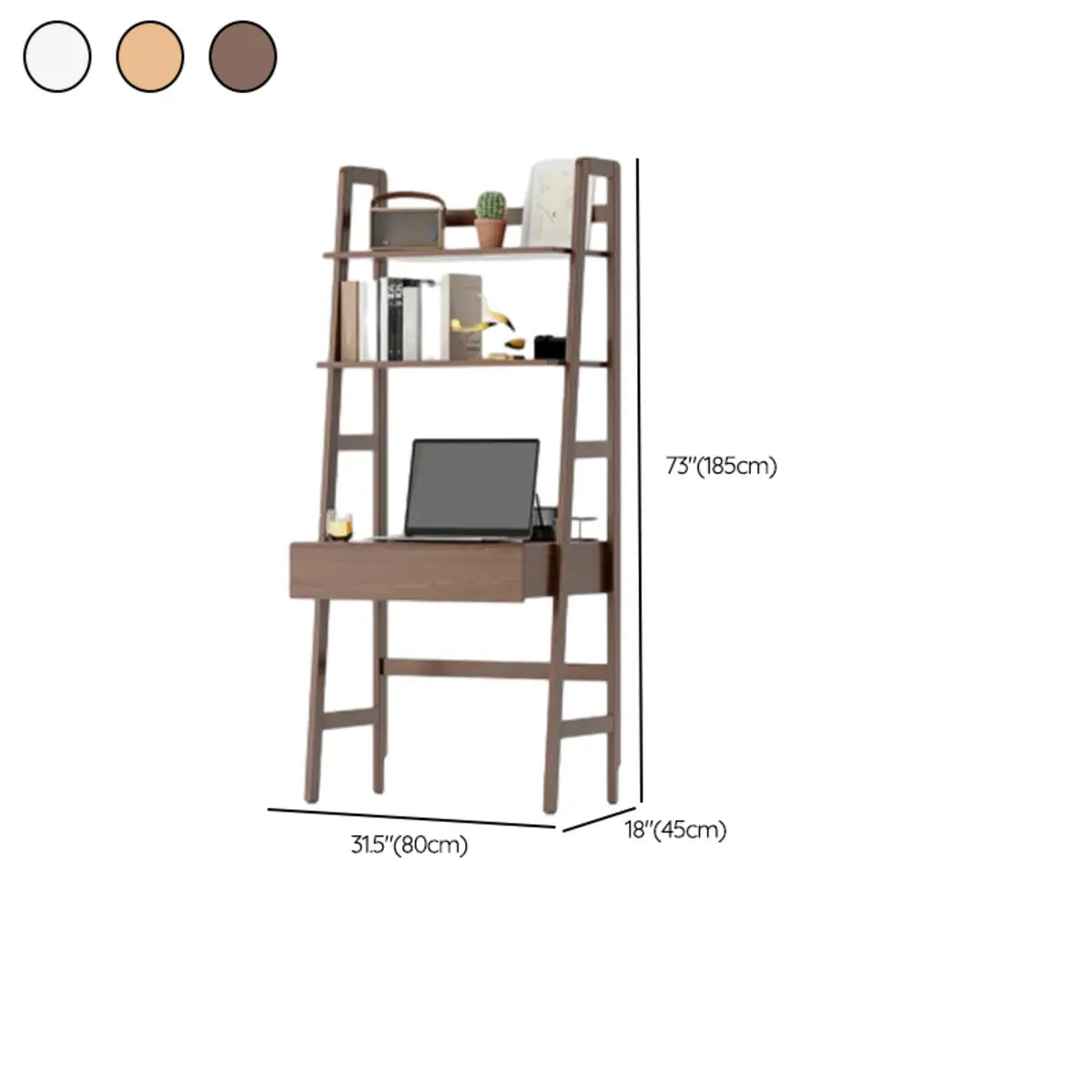 Small H-Shape Drawer Exterior Shelf Hutch Computer Desk 