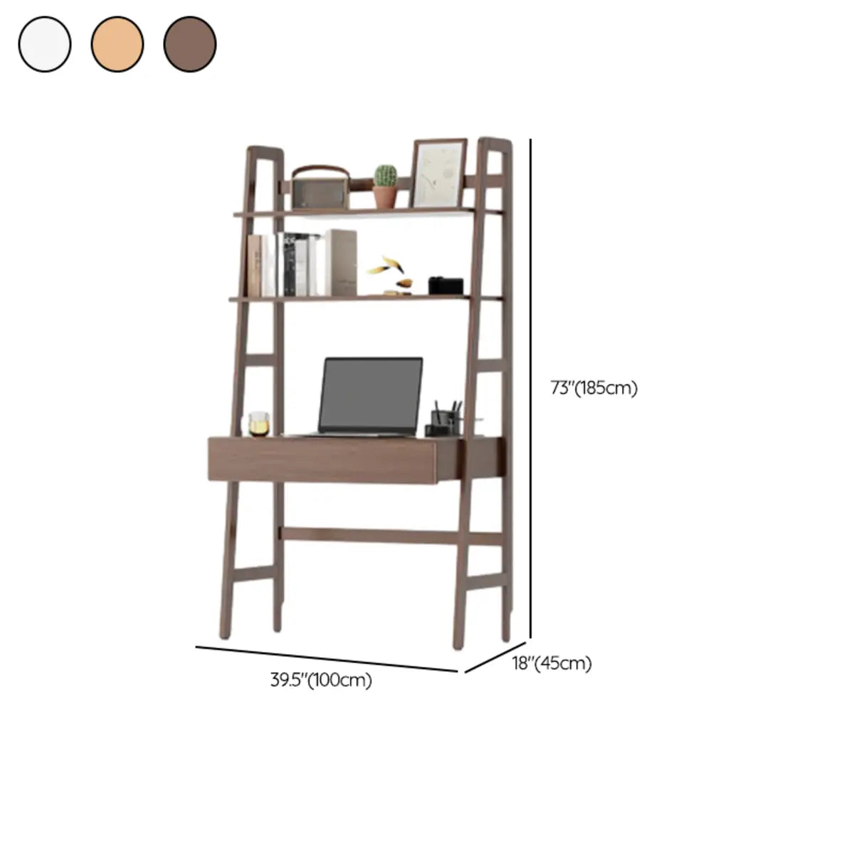 Small H-Shape Drawer Exterior Shelf Hutch Computer Desk Image - 14