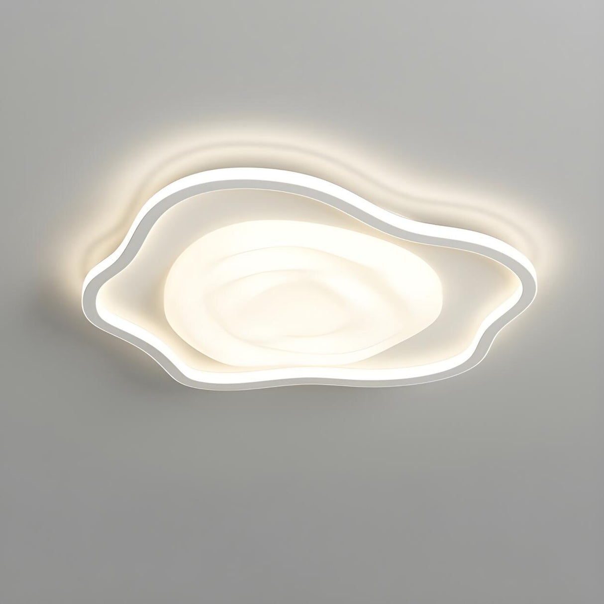 Small Irregular Swirl White LED Flush Mount Light Image - 11