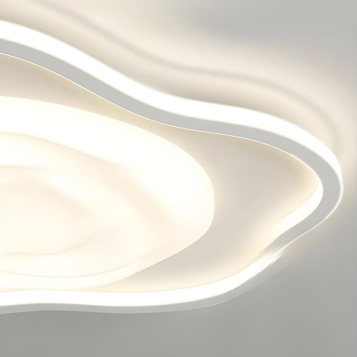 Small Irregular Swirl White LED Flush Mount Light Image - 9