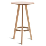 Small Natural Round Rubberwood Bar Table with Storage Image - 3