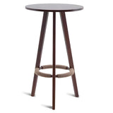 Small Natural Round Rubberwood Bar Table with Storage Image - 5