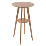 Small Natural Round Rubberwood Bar Table with Storage Image - 8