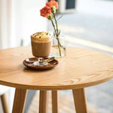 Small Natural Round Rubberwood Bar Table with Storage Image - 9