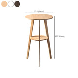 Small Natural Round Wooden Bar Table with Storage #size