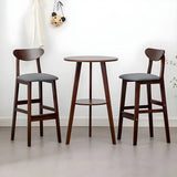 Small Natural Round Wooden Bar Table with Storage Image - 4