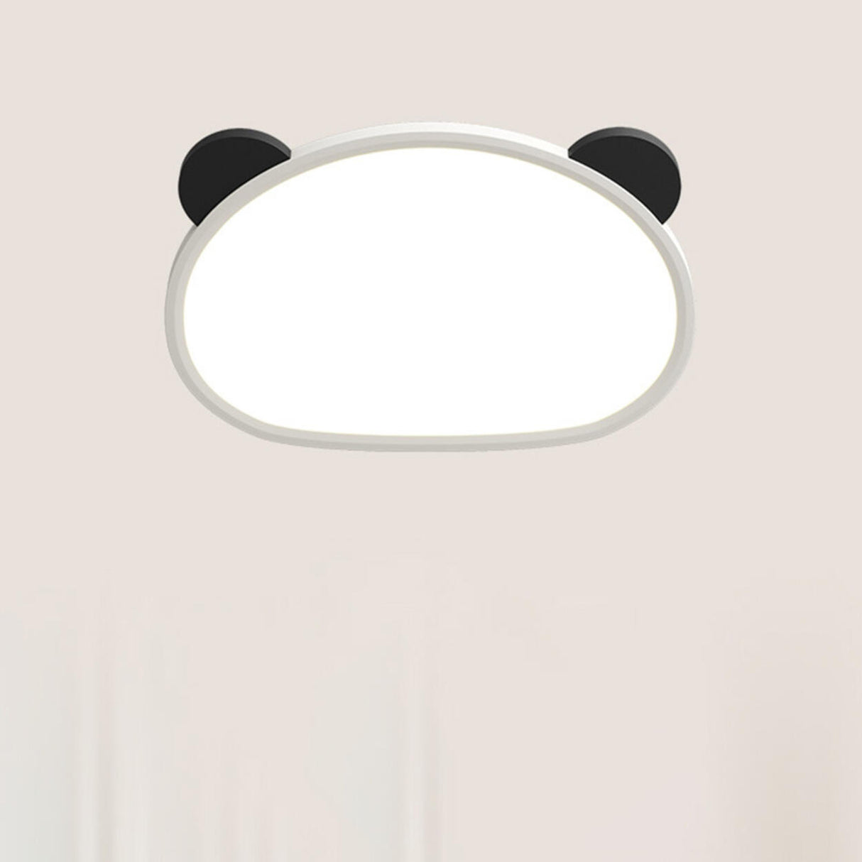 Small Panda Black-White Flush Mount Light Kids Room Image - 11