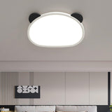 Small Panda Black-White Flush Mount Light Kids Room Image - 15